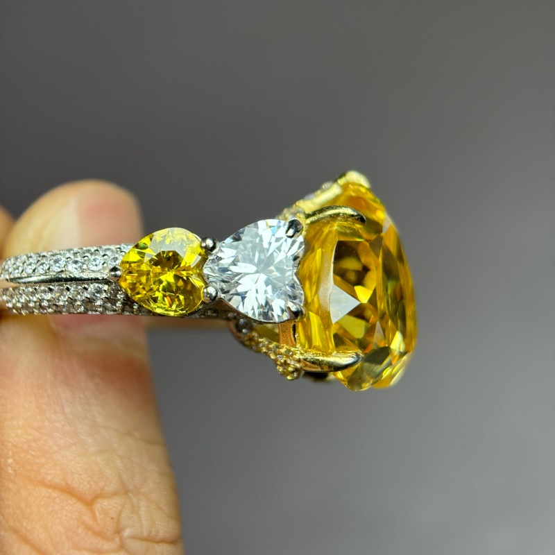 6ct Heart Cut Yellow Sapphire Full Diamond Ring