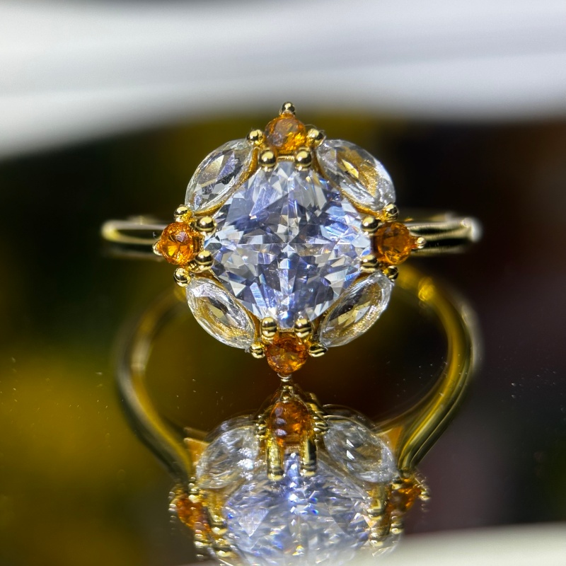 Fashion 2.5ct Cushion Cut White Sapphire & Multi-Stone Halo Engagement Ring