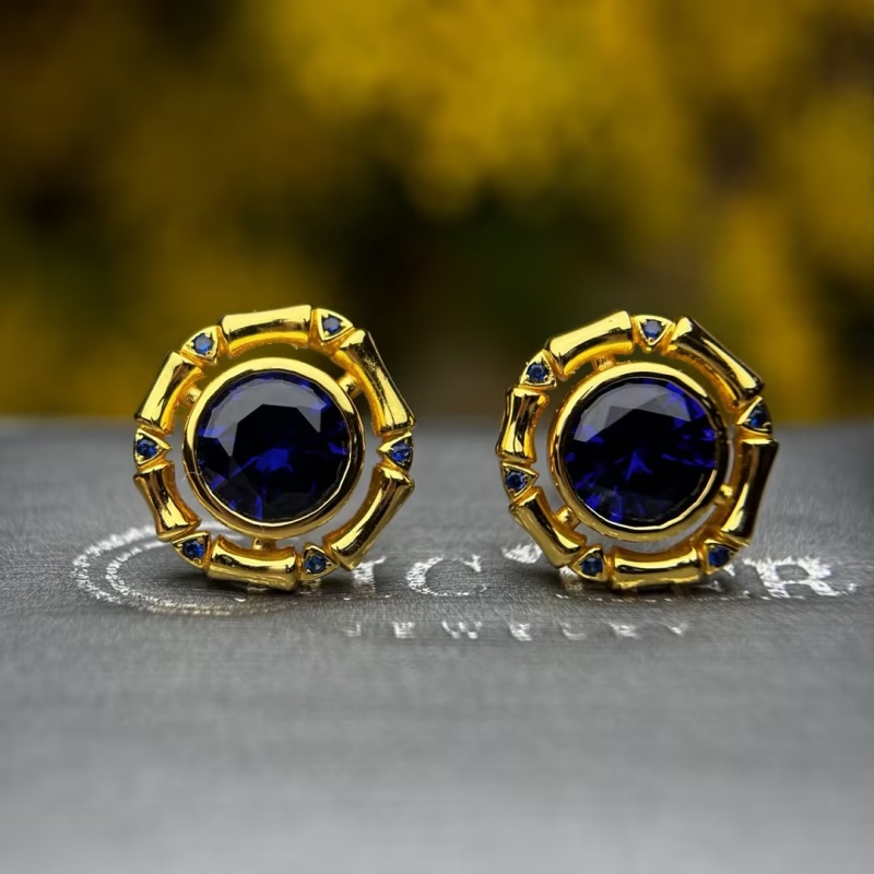 Original Design - 2ct Round Cut Blue Sapphire Studs Earrings