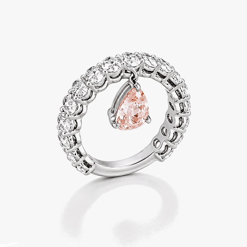 Fashion 1.25ct Pear Cut Pink & Oval Cut White Sapphire Wedding Band