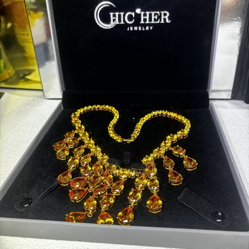 Original Design - Luxury Pear Cut Yellow Sapphire Necklace