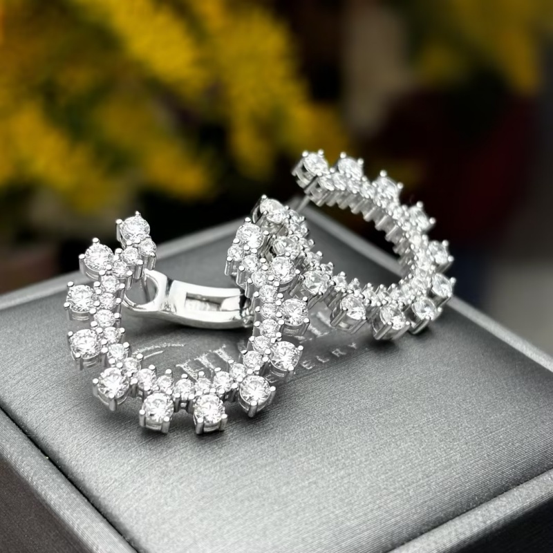 Unique Round Cut White Sapphire Hoop Earrings