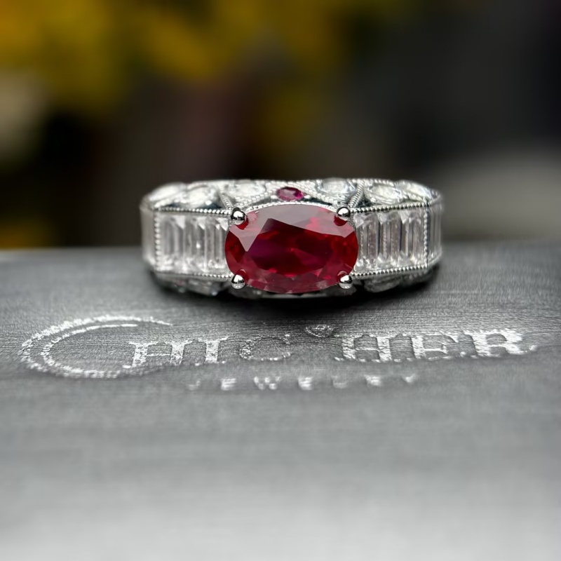 Original Design - 2ct Oval Cut Ruby sapphire Engagement Ring