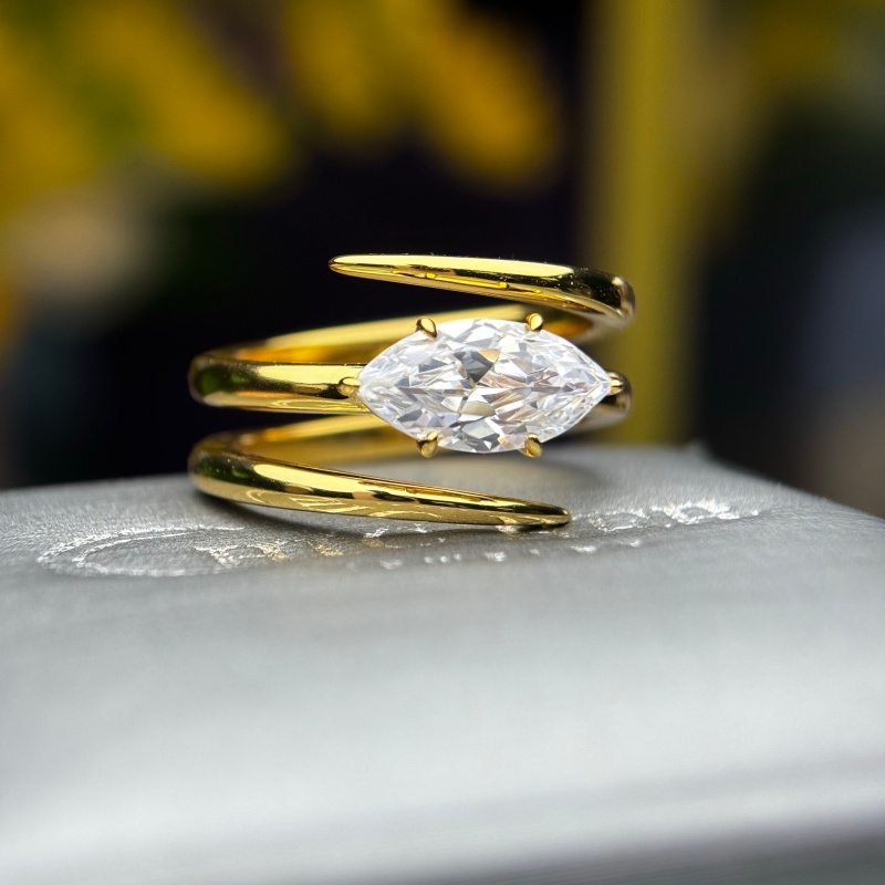 2.25ct Hexagona Marquise Cut Lemon Sapphire Coil Engagement Ring
