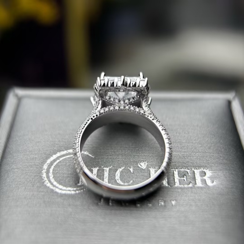 4ct Vintage Radiant Cut White Sapphire Engagement Ring
