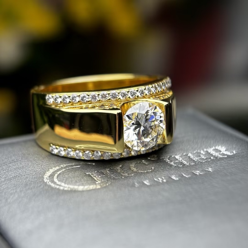 4.25ctw Round Cut White Sapphire / Moissanite Men's Band (2 Crystal Options)