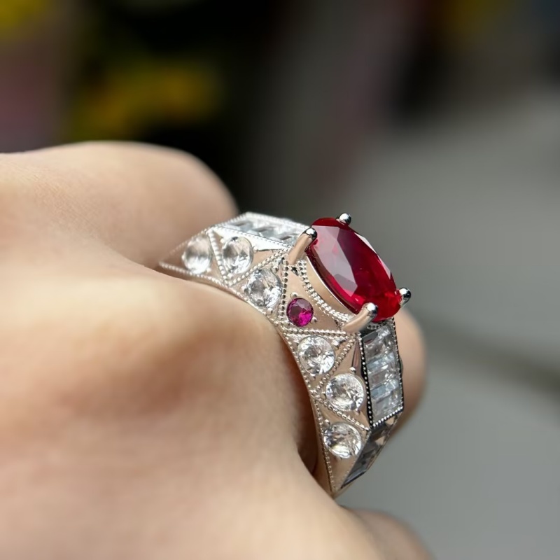 Original Design - 2ct Oval Cut Ruby sapphire Engagement Ring