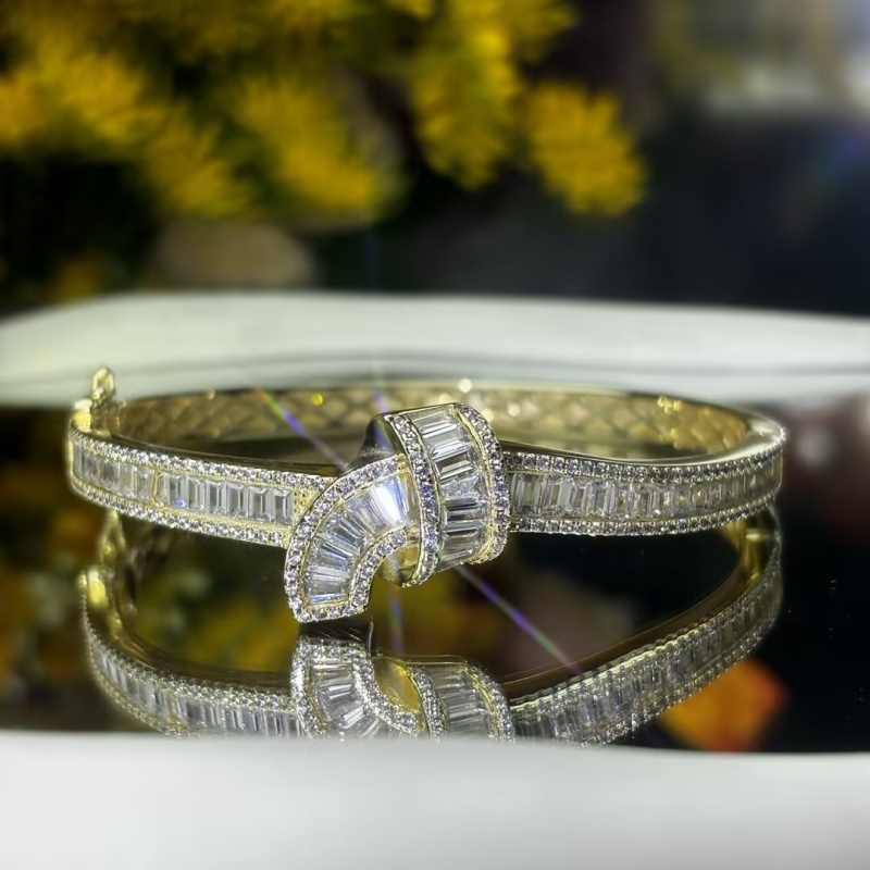 Fashion Baguette & Round Cut White Sapphire Tight Knot Bracelet