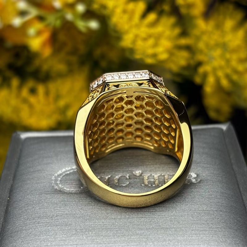 4ct Emerald Cut Yellow Sapphire Two-Tone Gold Vintage Engraved Men's Ring