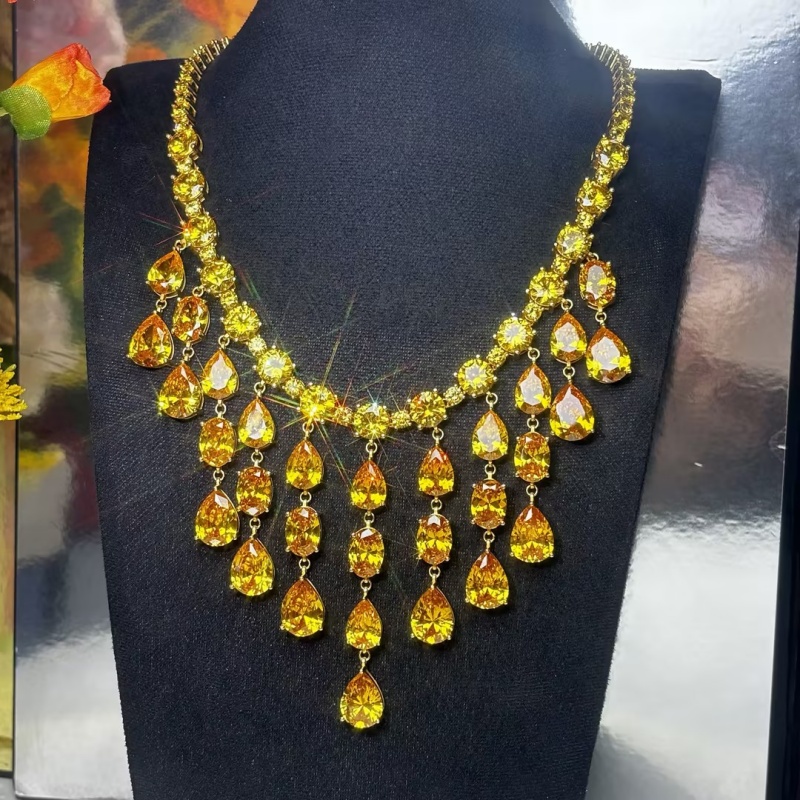 Original Design - Luxury Pear Cut Yellow Sapphire Necklace