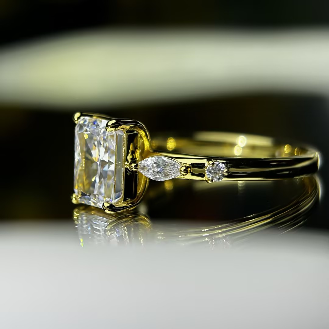 Classic 2.4ct Crushed Ice Radiant Cut White Sapphire Engagement Ring