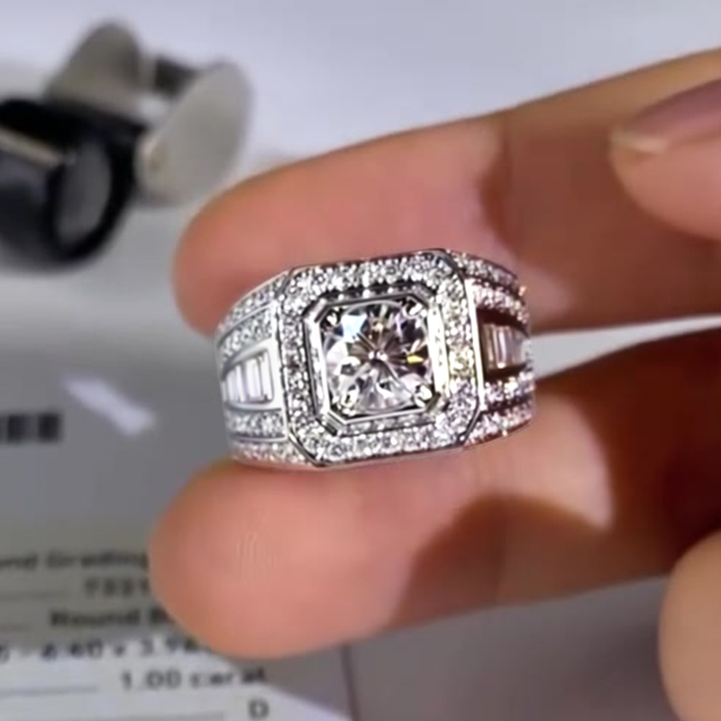 2ct Round Cut White Sapphire Men's Engagement Ring