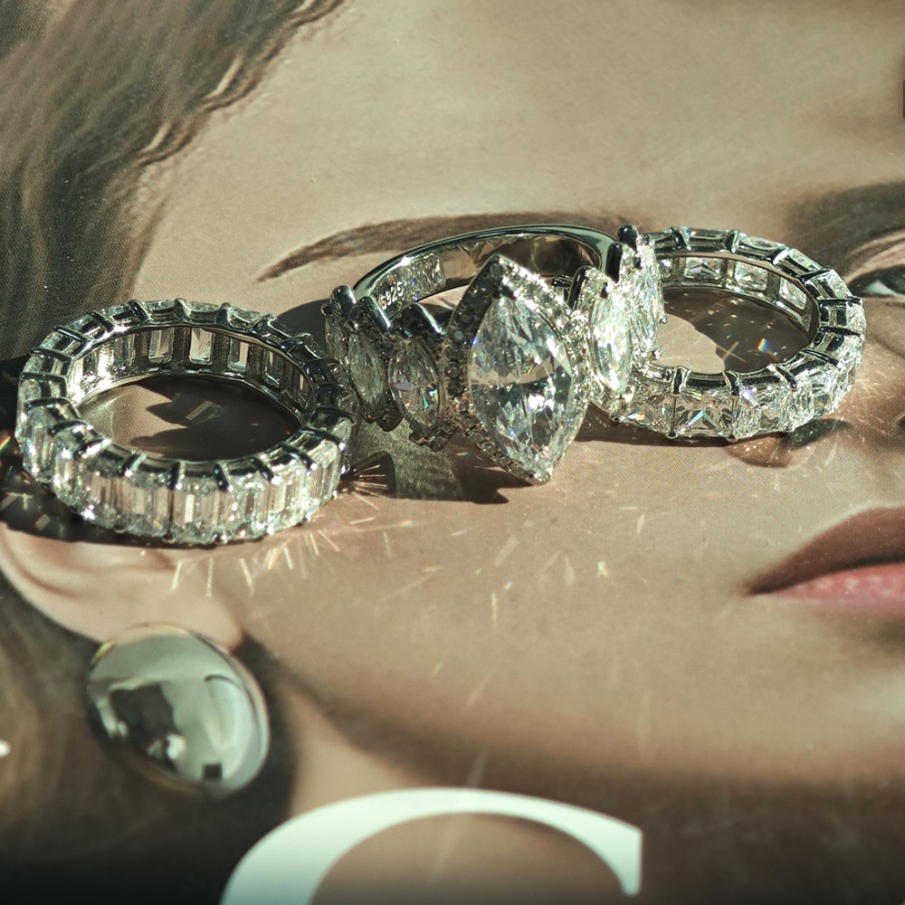 5ct Halo Marquise Cut Diamond Wedding Set/3pcs