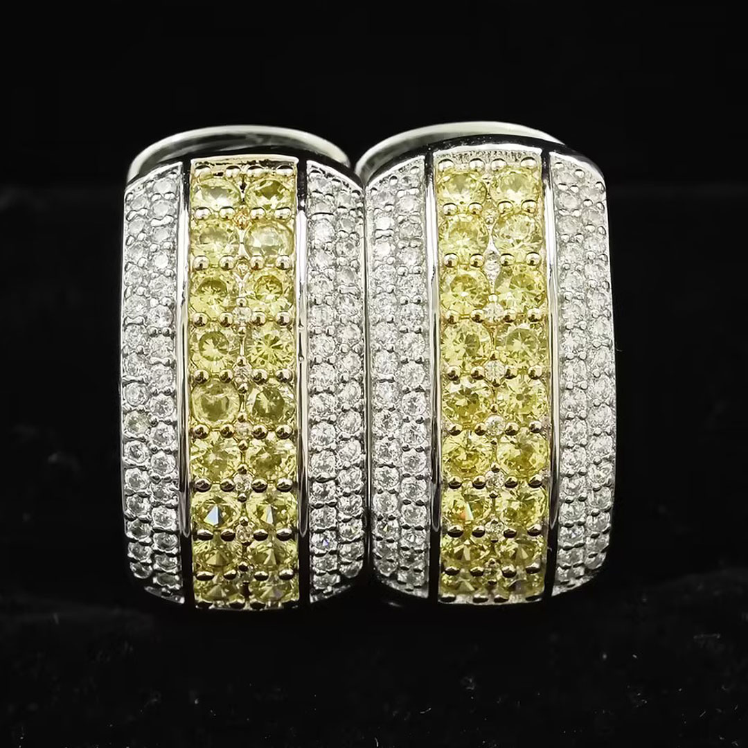 1.82ct Two-Tone Gold Yellow Diamond Hoop Earrings