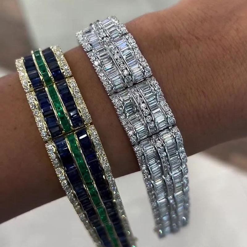 Channel Setting Three Tone Gemstone Bracelet