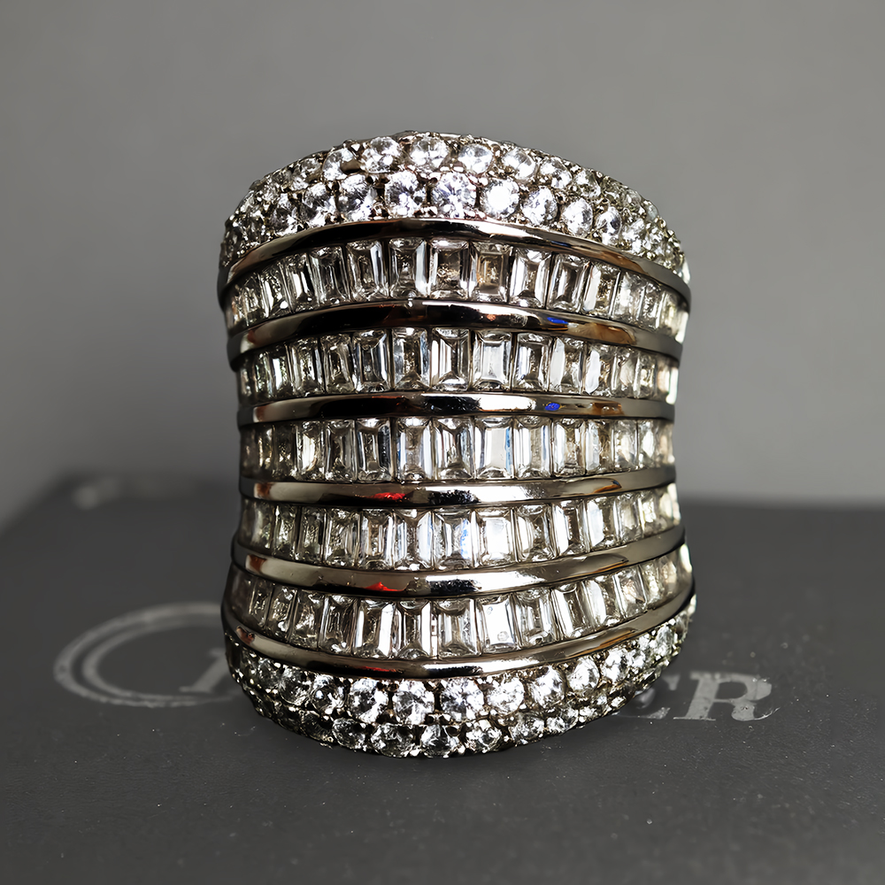 11.5ct Baguette&Round Cut Diamond Wide Band Ring