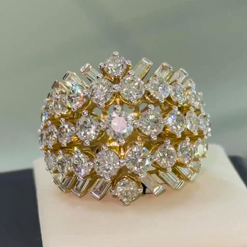 Three Row 4.95ct White Sapphire Cocktail Ring