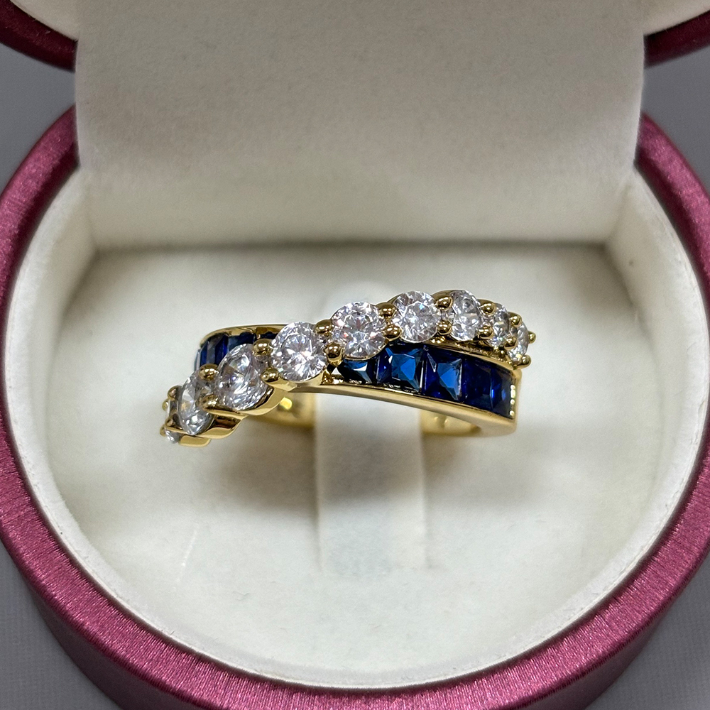 2.45ct Two-Tone Sapphire&Diamond Bypass Ring