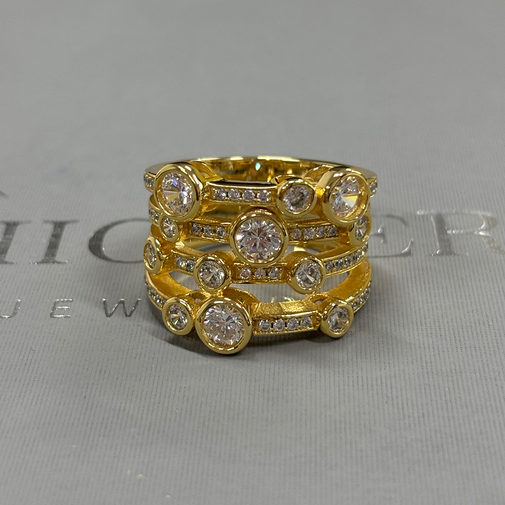 Multi Row 6.25ct Round Cut White Sapphire Wedding Band