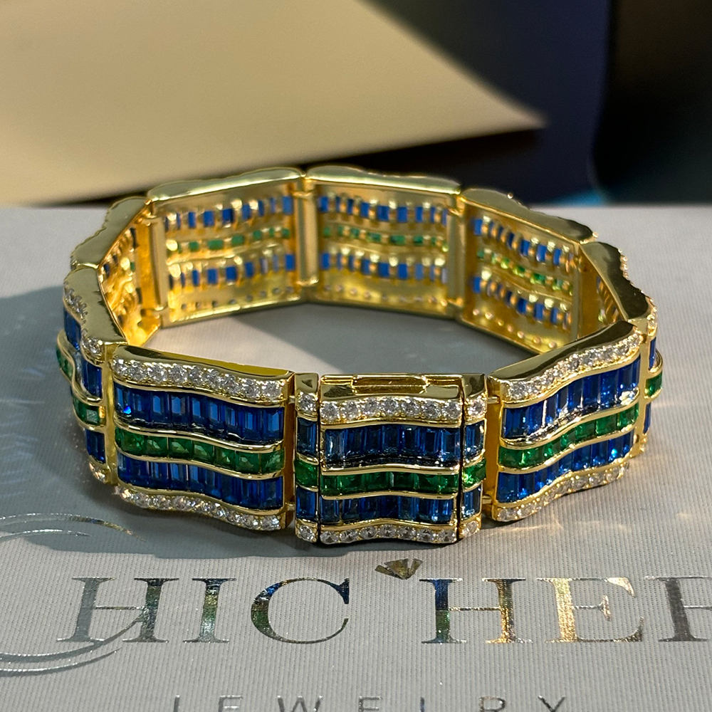 Channel Setting Three Tone Gemstone Bracelet