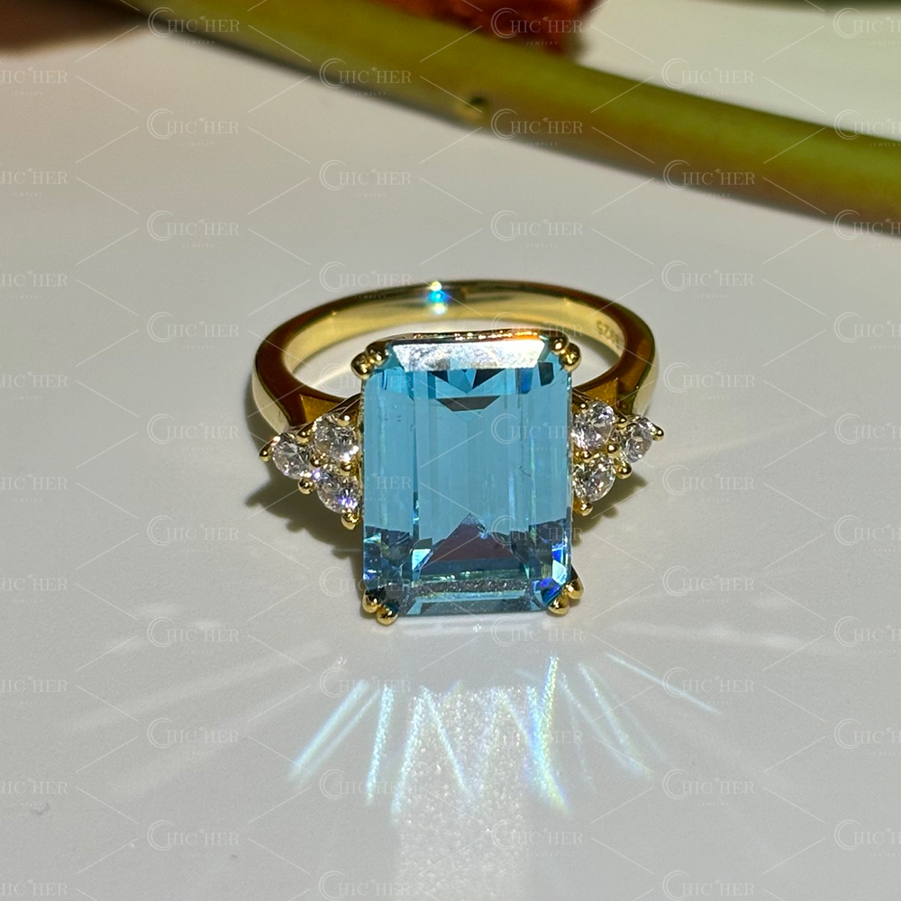 7ct Princess Diana Aquamarine Ring Meghan Markle Cocktail Ring