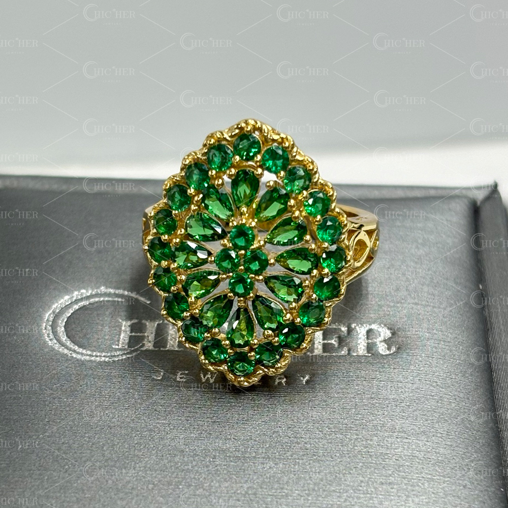 7.25ct Pear Cut Green Sapphire Ring