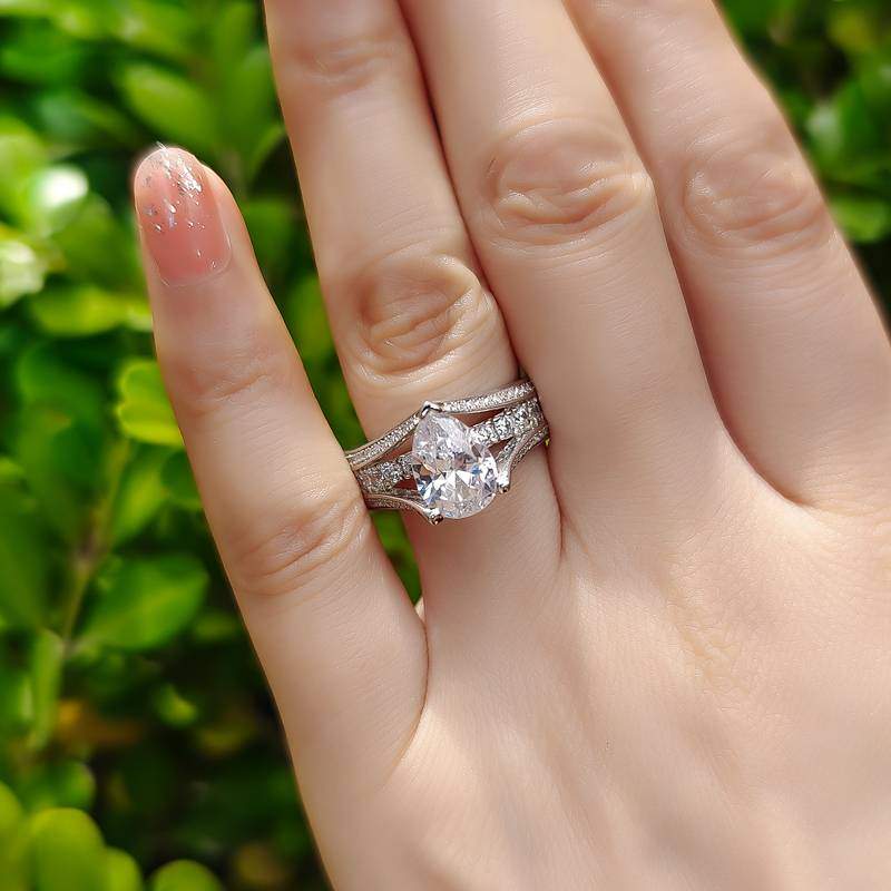 4ct Pear Cut White Sapphire Engagement Ring