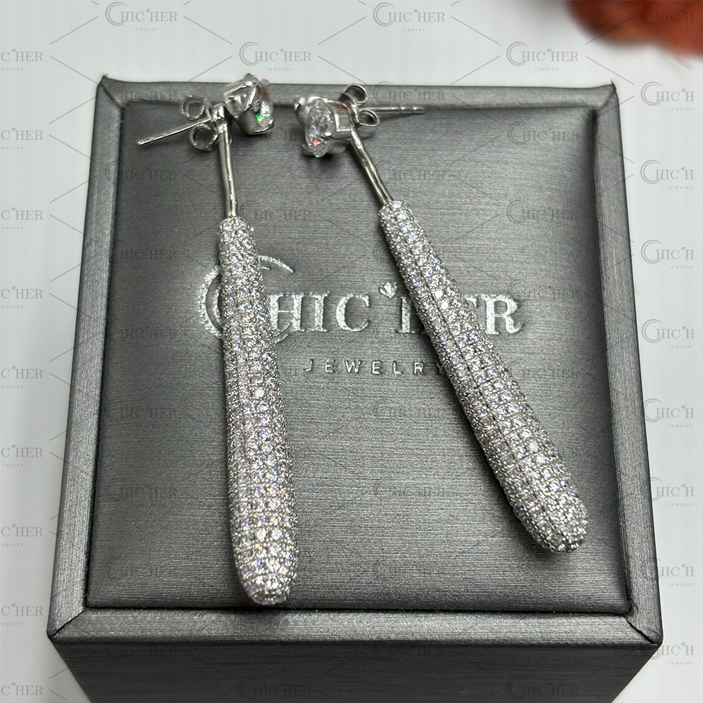 Stunning Round Brilliant Cut White Sapphire Dangle Earrings