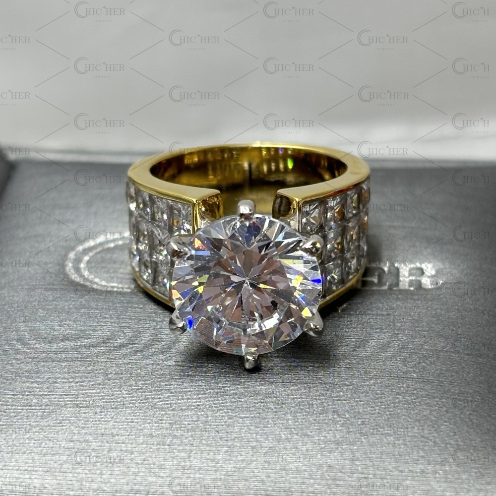 Invisible Setting 3ct Round Cut White Sapphire Engagement Ring