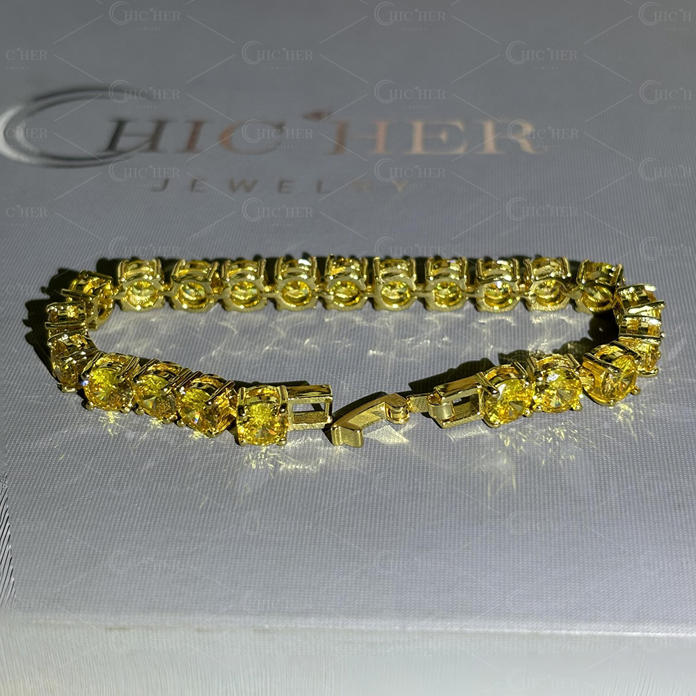 Round Cut Yellow Sapphire Tennis Bracelet