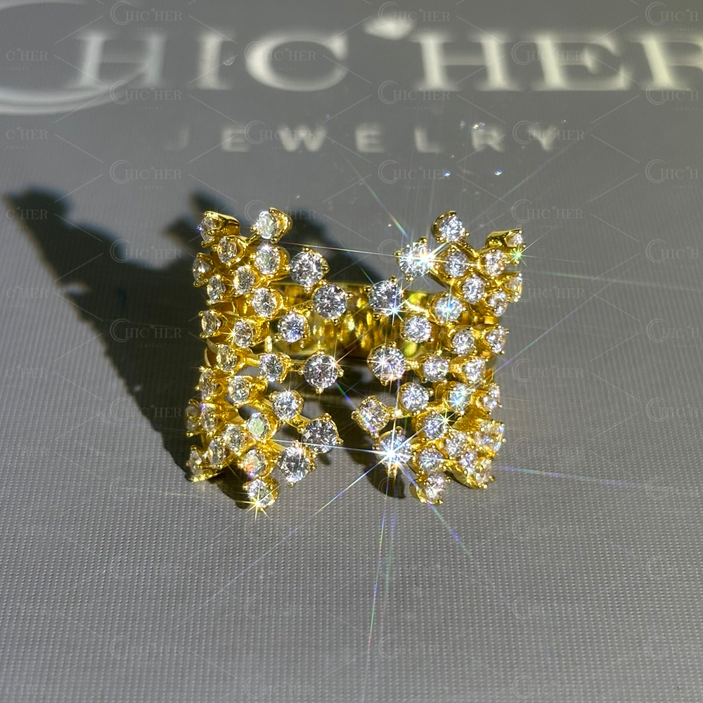 Branch Design 2.9ct Round Cut White Sapphire Open Band