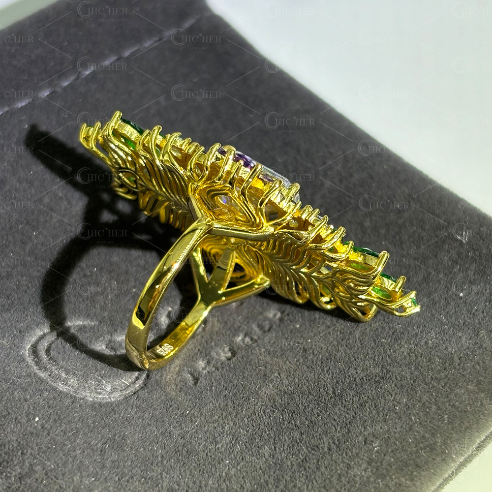 Magnificent 10ct Emerald Cut White Sapphire Cocktail Ring