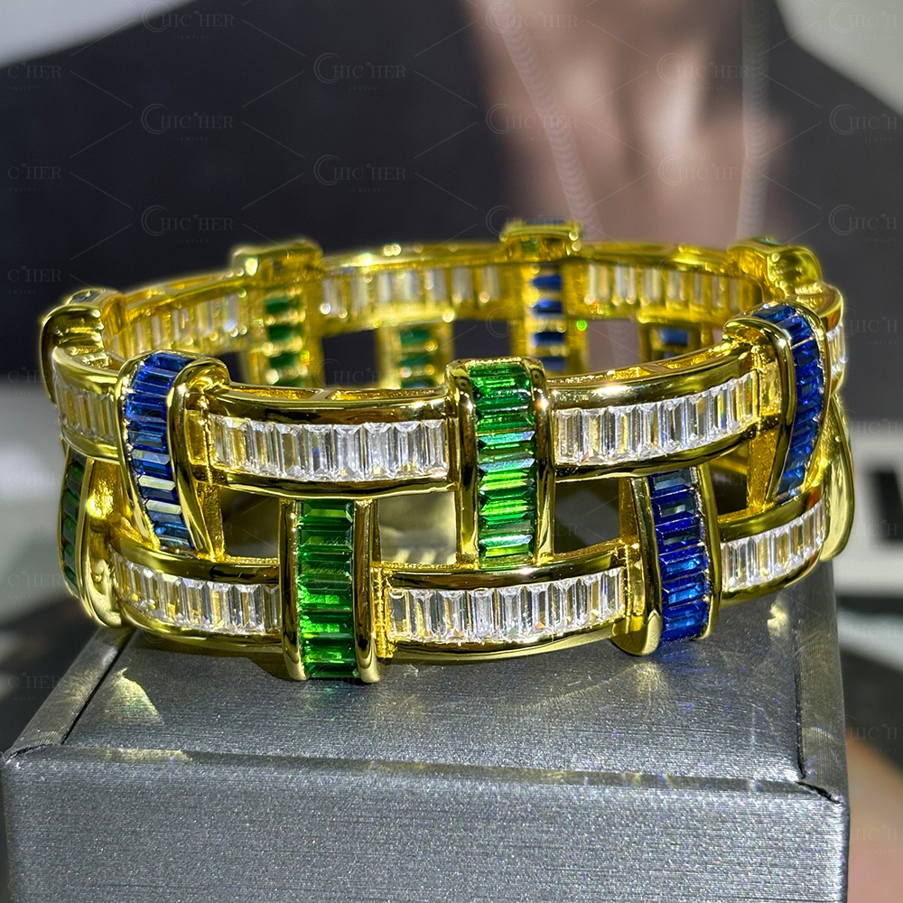 Fashion Emerald Cut Multi-color Gemstone Bracelet