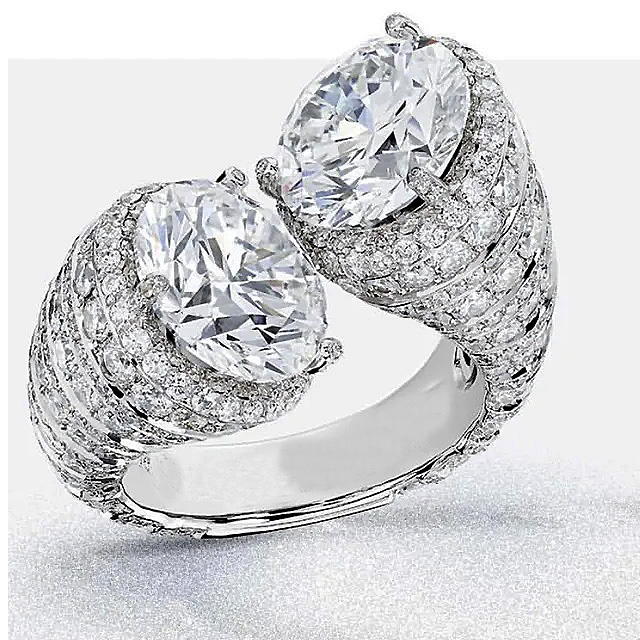 4ct Micro-pave Setting Round Cut White Sapphire Ring