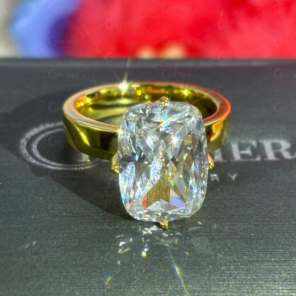 Solitaire 5ct Cushion Cut White Sapphire Engagement Ring