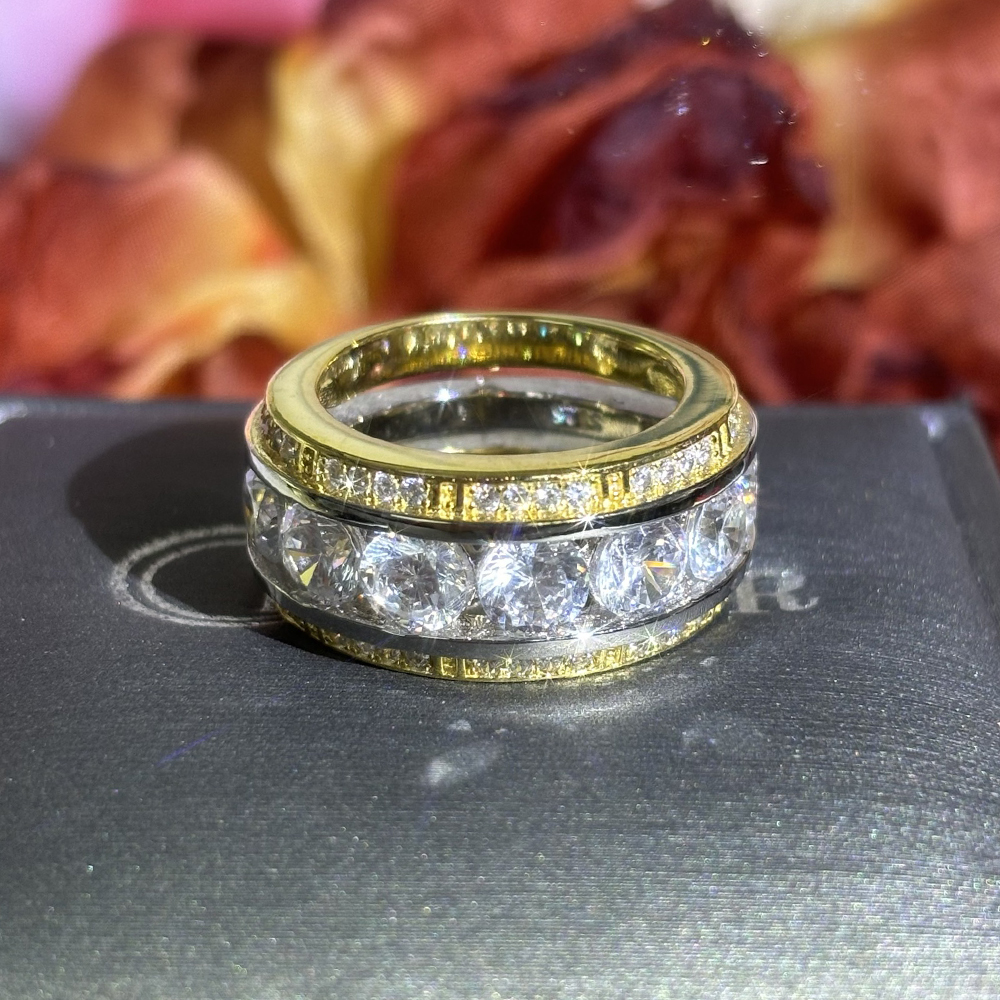 3.5ct Round Cut White Sapphire Men's Eternity Ring