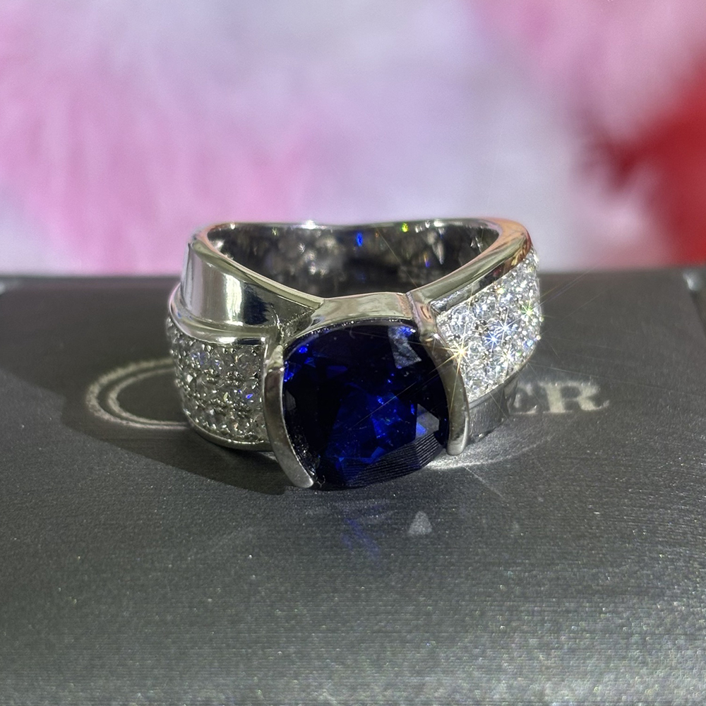 4ct Bypass Design Blue Sapphire Men's Engagement Ring
