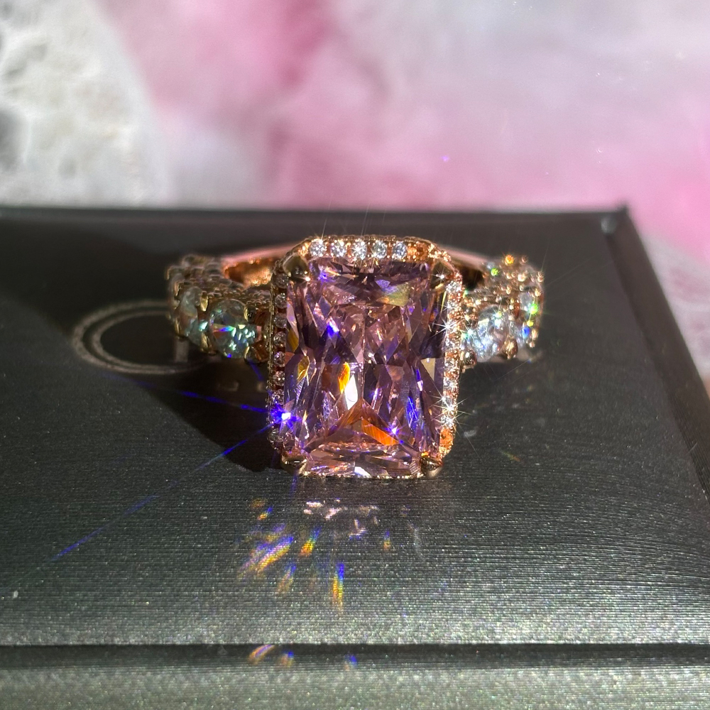 6ct Stunning Cushion Cut Pink Sapphire Ring