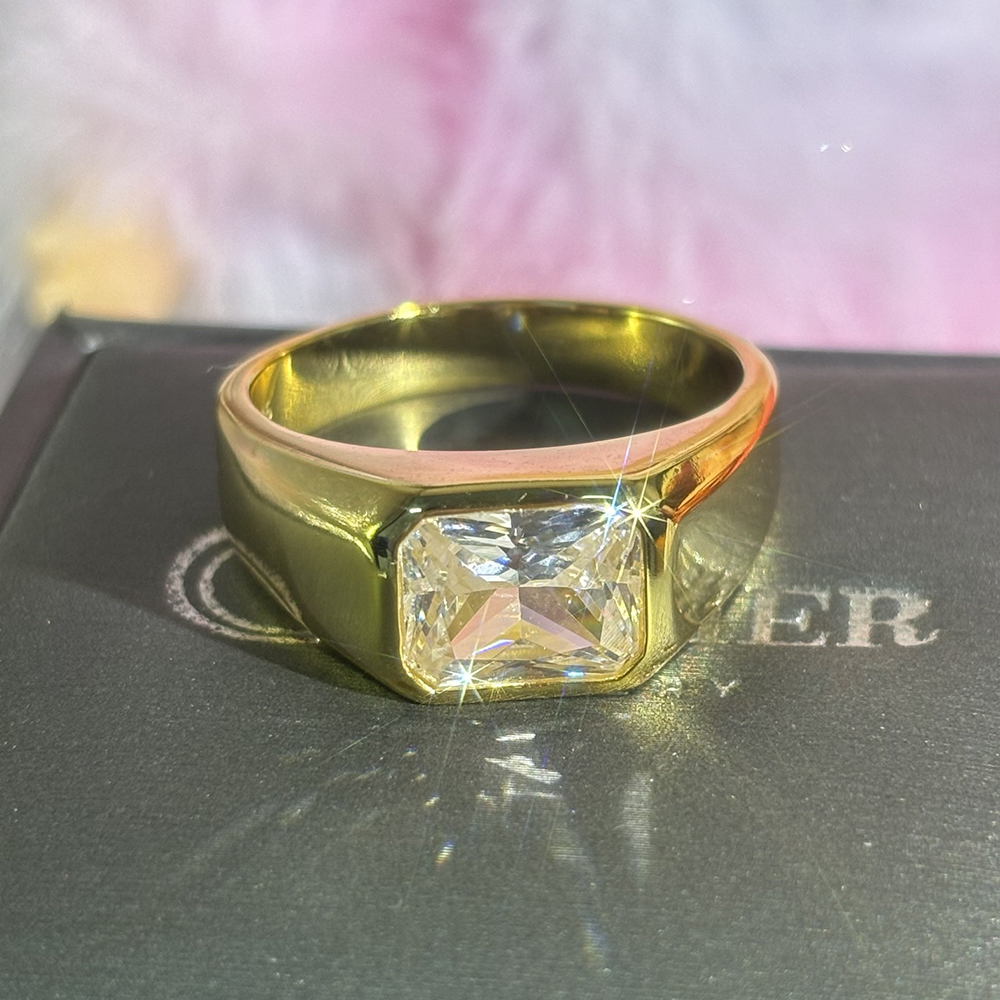 5ct Radiant Cut White Sapphire Men's Engagement Ring