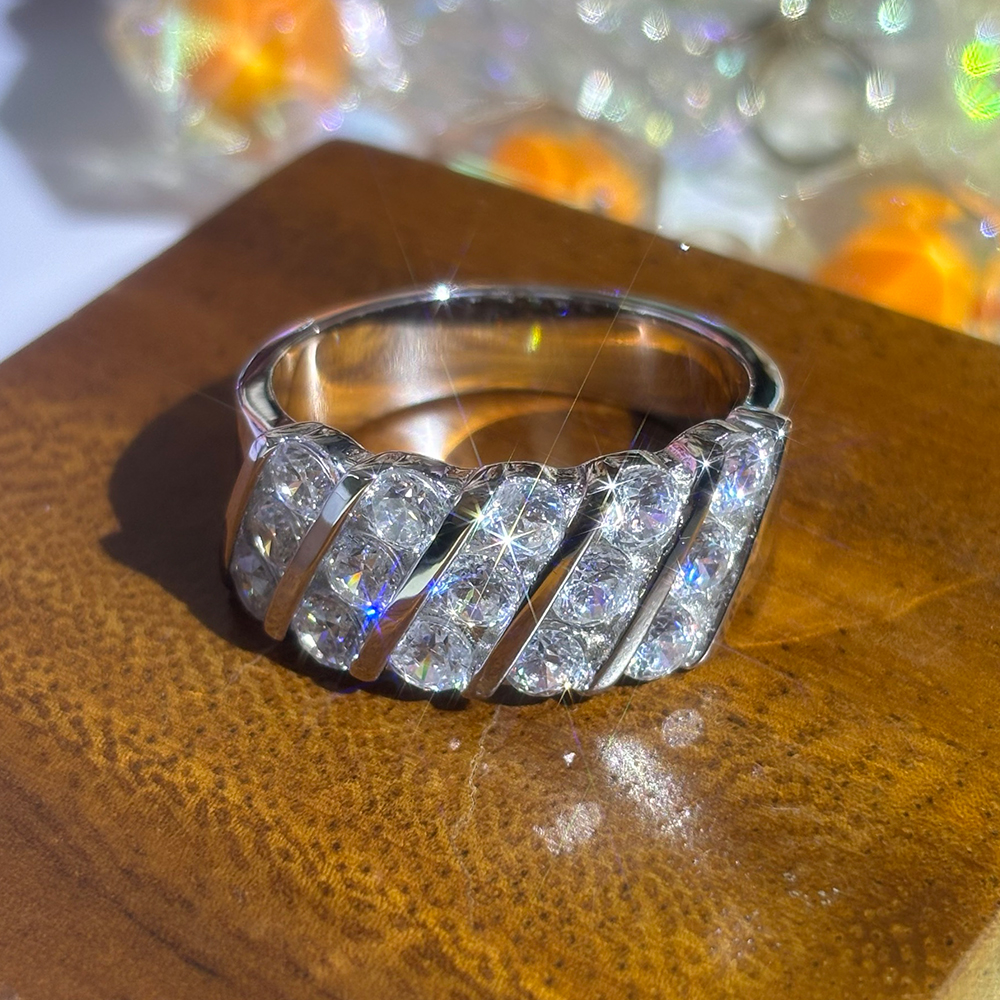 7.5ct Channel Setting  Round Cut White Sapphire Eternity Ring