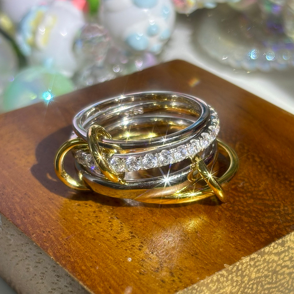 1.05ct Round Cut White Sapphire Stacking Rings