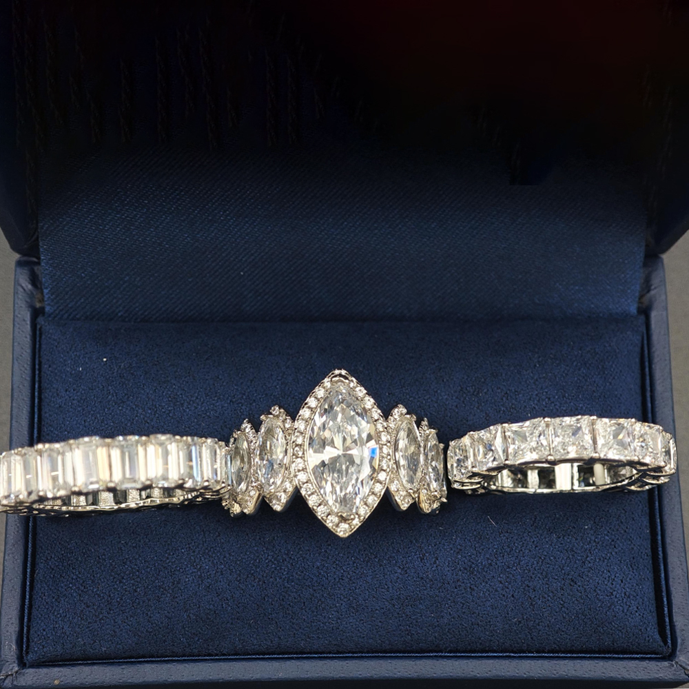 5ct Halo Marquise Cut Diamond Wedding Set/3pcs