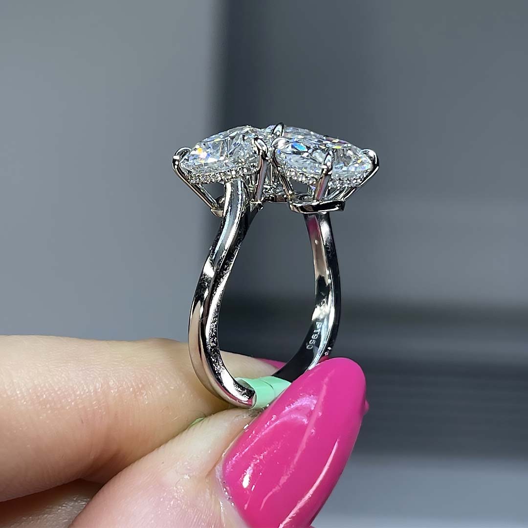 6.75ct Three-Stone Multi-cut White Sapphire Engagement Ring