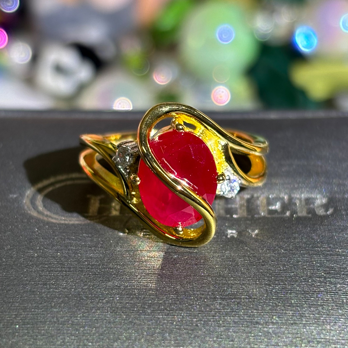 2ct Oval Cut Ruby Sapphire Engagement Ring