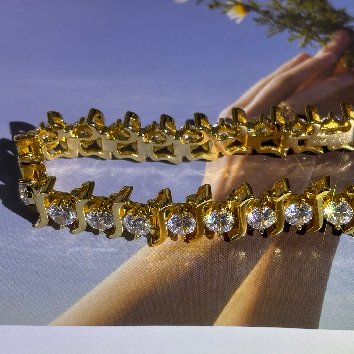 S Link Round Cut Diamond Bracelet