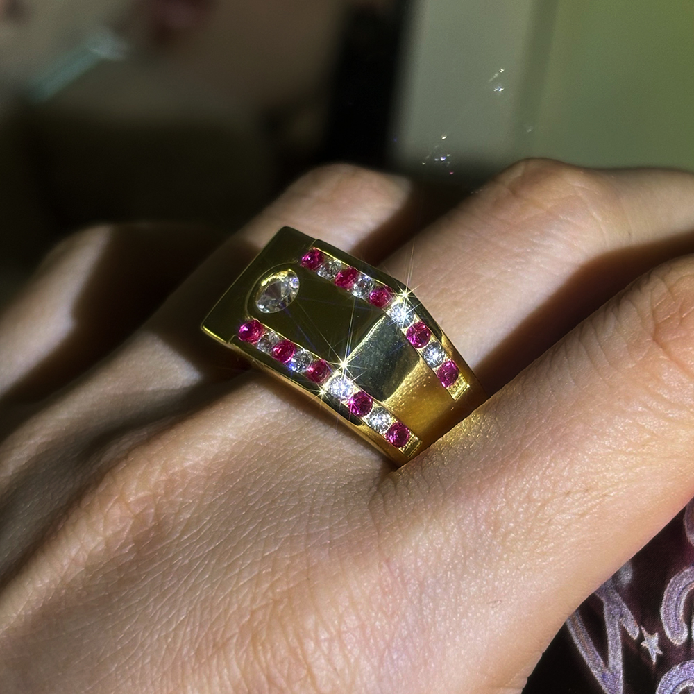 Art Deco 0.5ct Round Cut White Sapphire Men's Engagement Ring