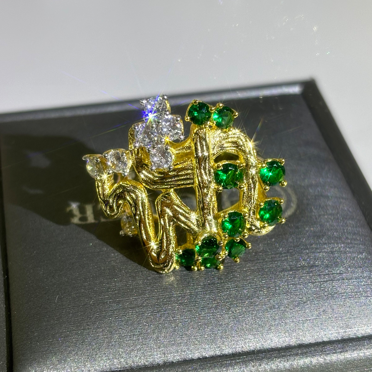 Antique diamond& Emerald Cocktail Ring