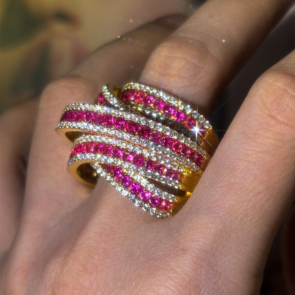 4.35ct Bypass Design Ruby Eternity Ring