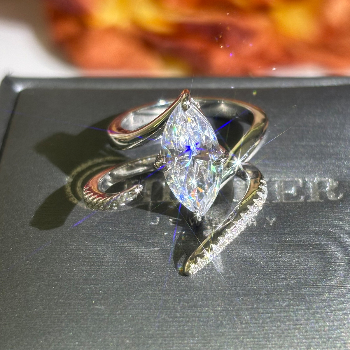 3ct Marquise Cut White Sapphire Stackable Ring