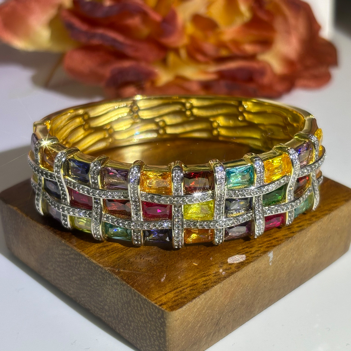 Colorful Gemstone Bangle Bracelet